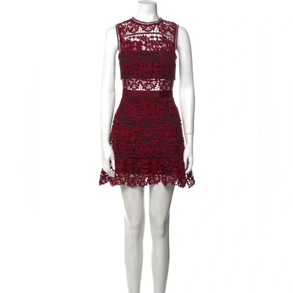 chinese dress ladies Self-Portrait - Burgundy Lace Satin Maxi Dress